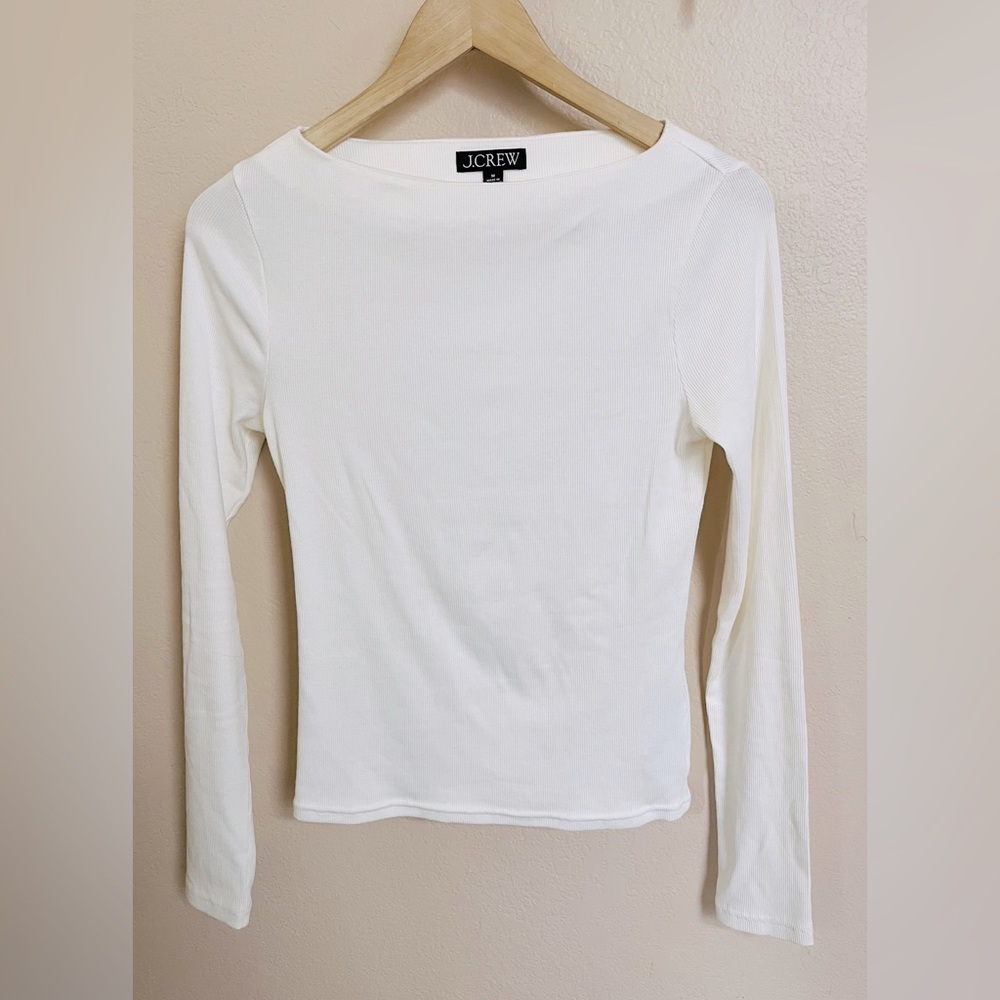NWOT J.Crew ribbed boat neck long sleeve top cream